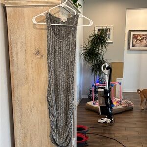 Guess Sleeveless Ribbed Maxi Dress in Gray Marled